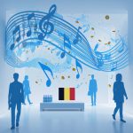 Retail store playing AI-generated background music speaker