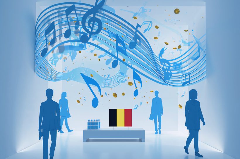 Retail store playing AI-generated background music speaker