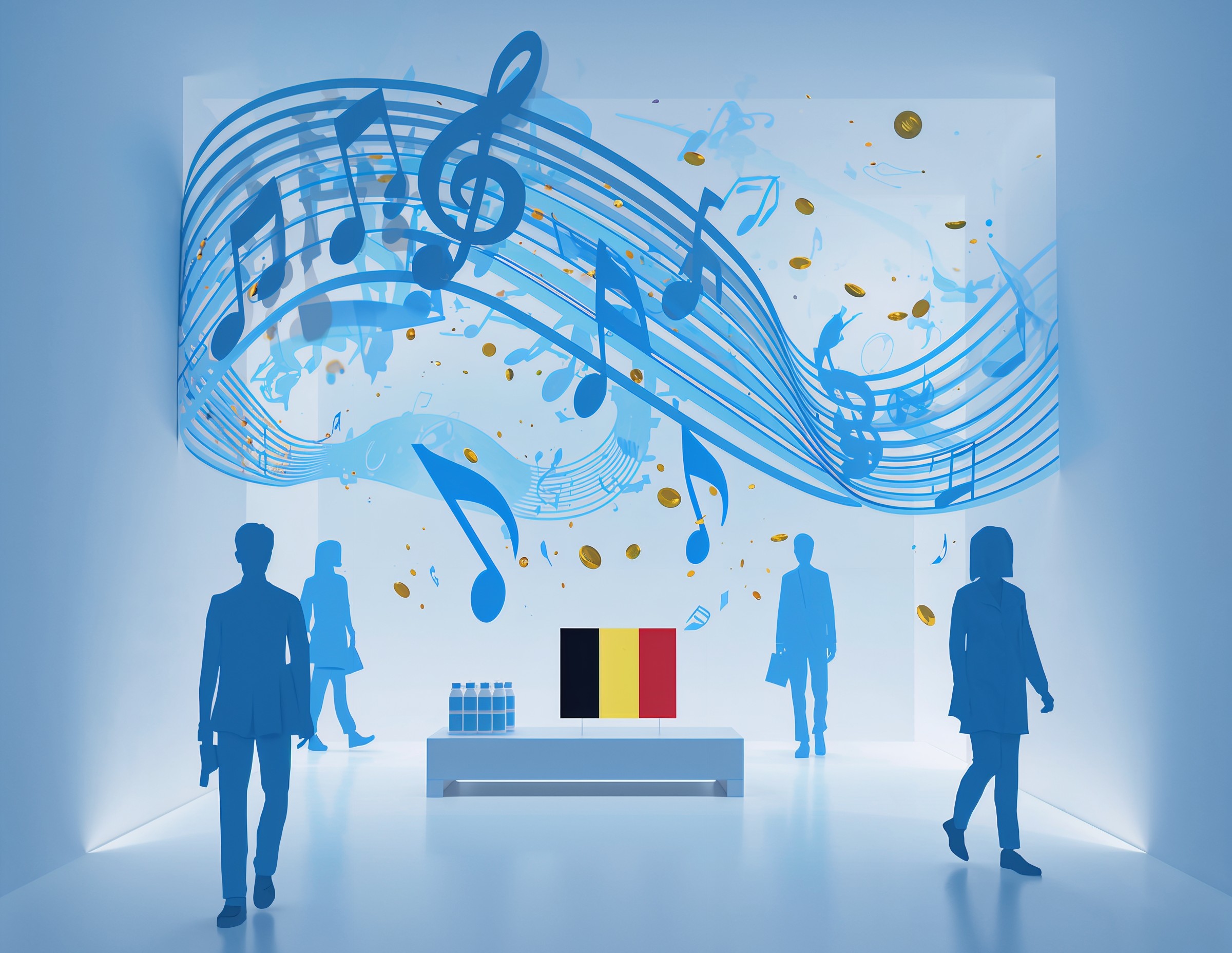 Retail store playing AI-generated background music speaker