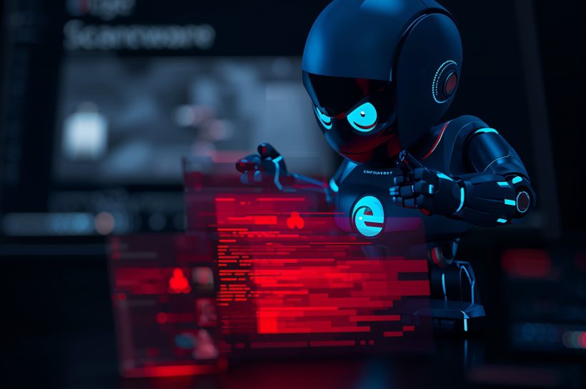 Microsoft Edge scareware sensor blocking a fake support alert with local AI and SmartScreen integration
