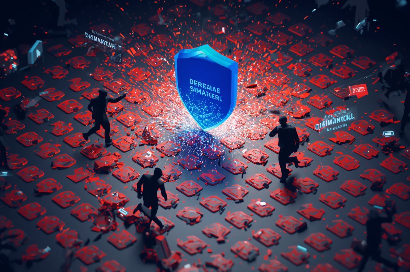 Police officers inspect seized SIM modems and GSM gateways after Operation SIMCARTEL takedown