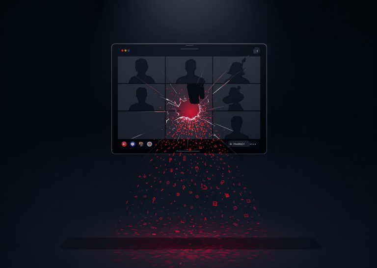 Huddle01 video call interface with alert overlay representing data exposure