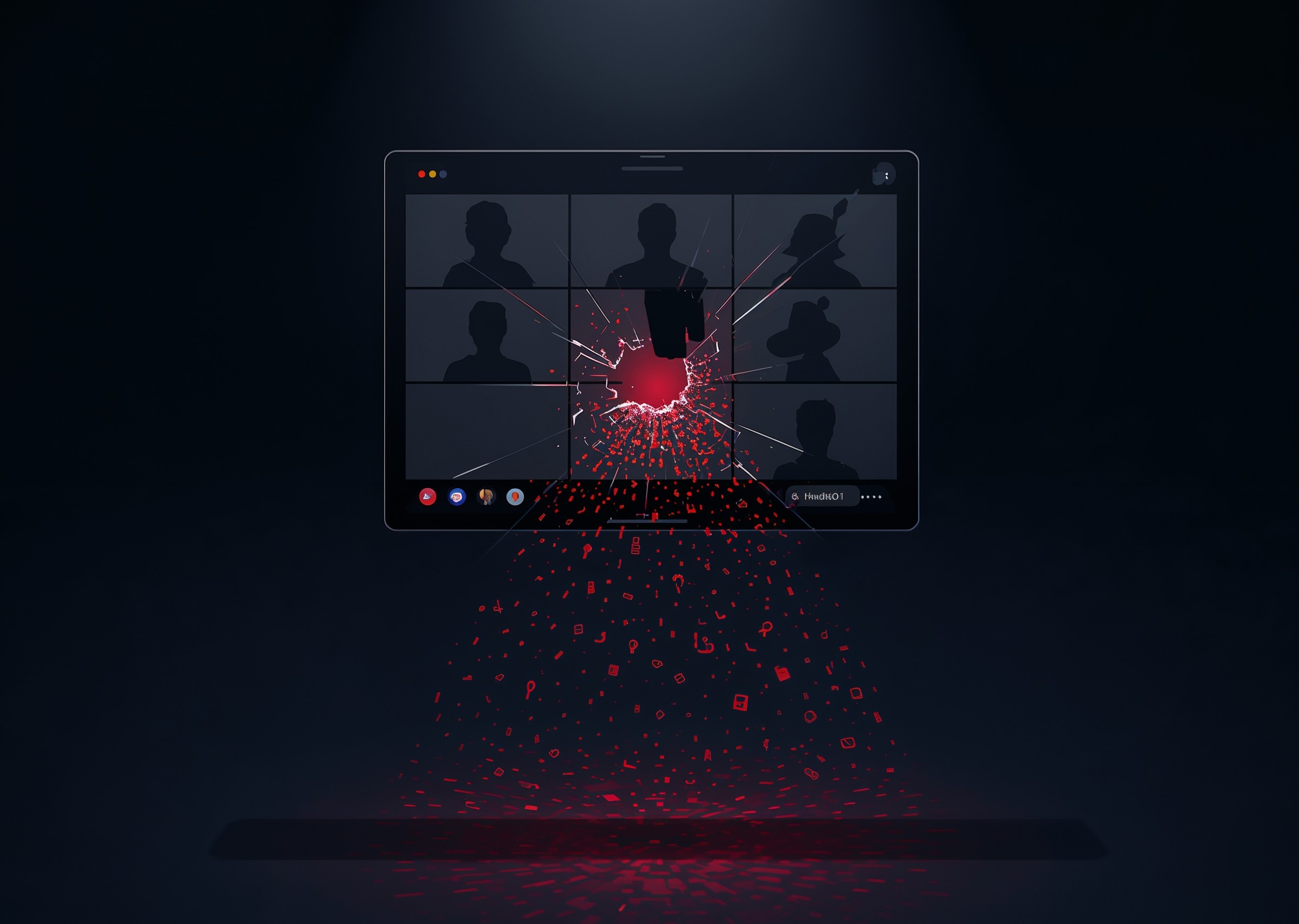 Huddle01 video call interface with alert overlay representing data exposure