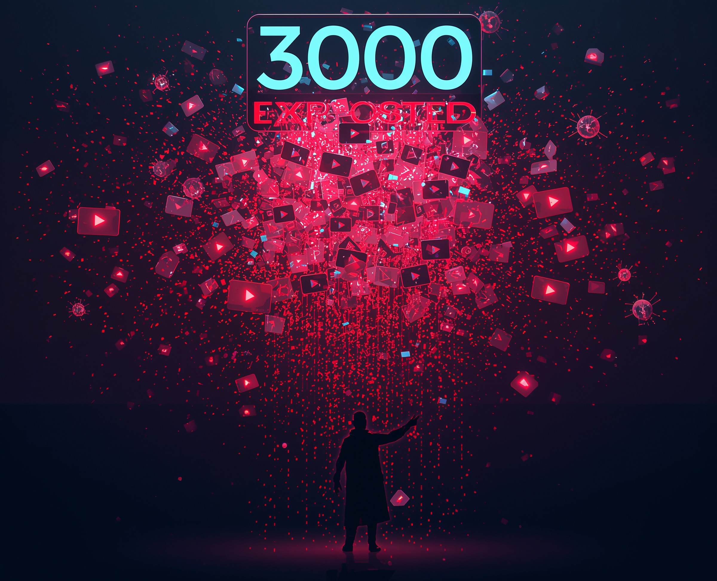 Illustration showing YouTube logo with malware download links emerging from