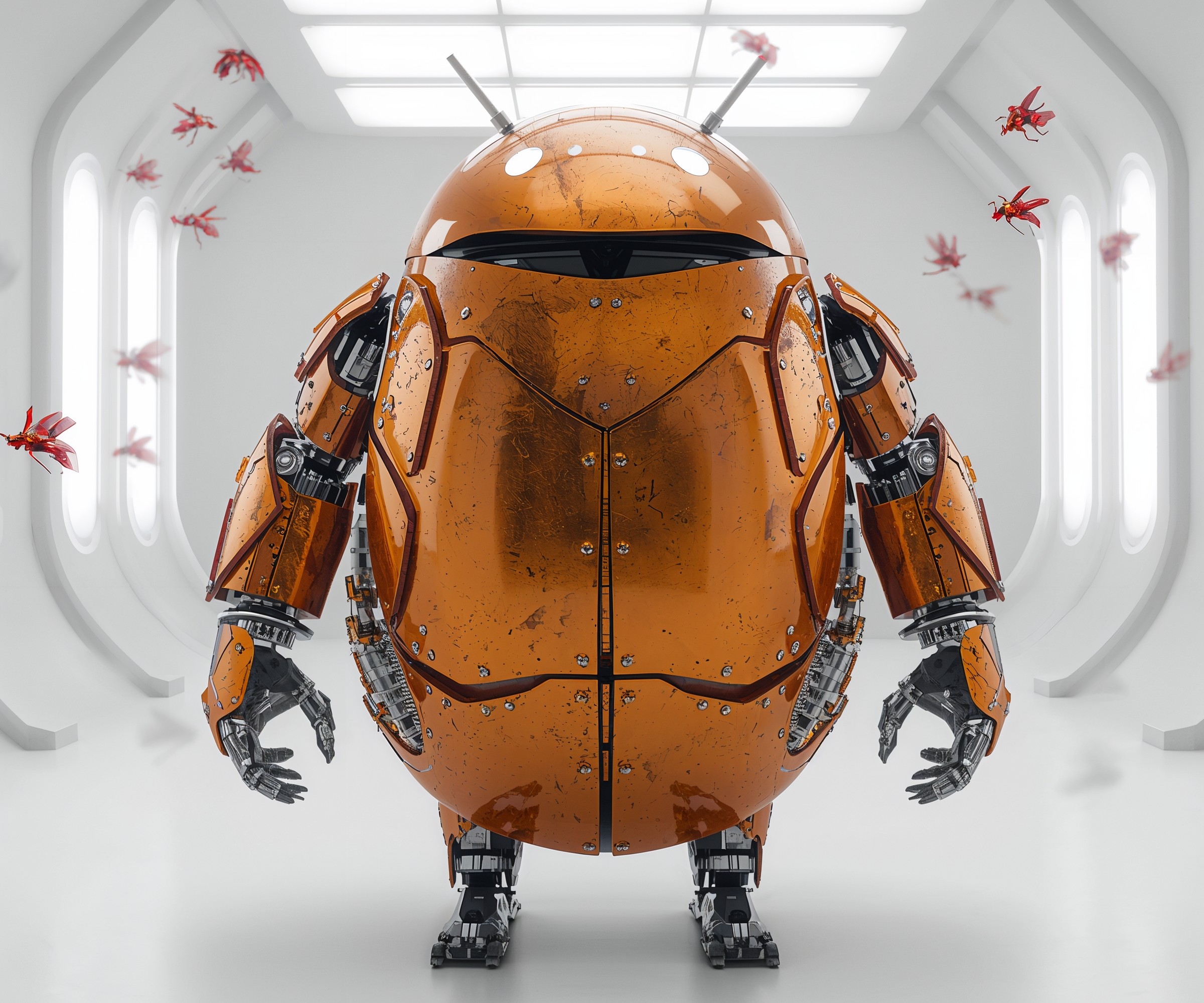 Android logo overlaid by Rust gear icon, symbolizing memory-safe systems development