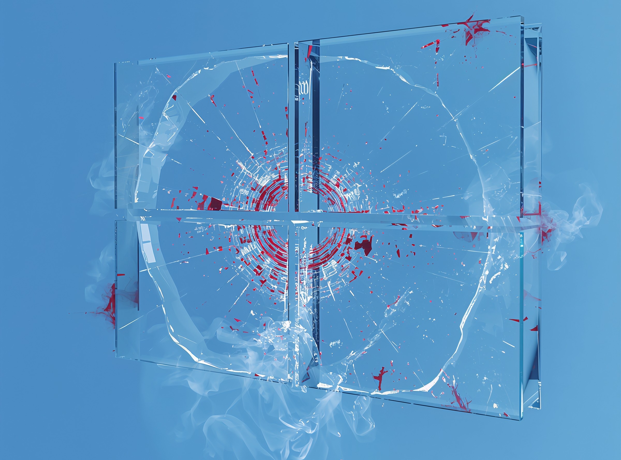 Windows 11 24H2 desktop with a blank taskbar and unresponsive Start menu illustrating KB5062553 breaking core shell features.