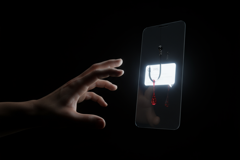 Smishing text claiming a lost iPhone was found, with fake iCloud link