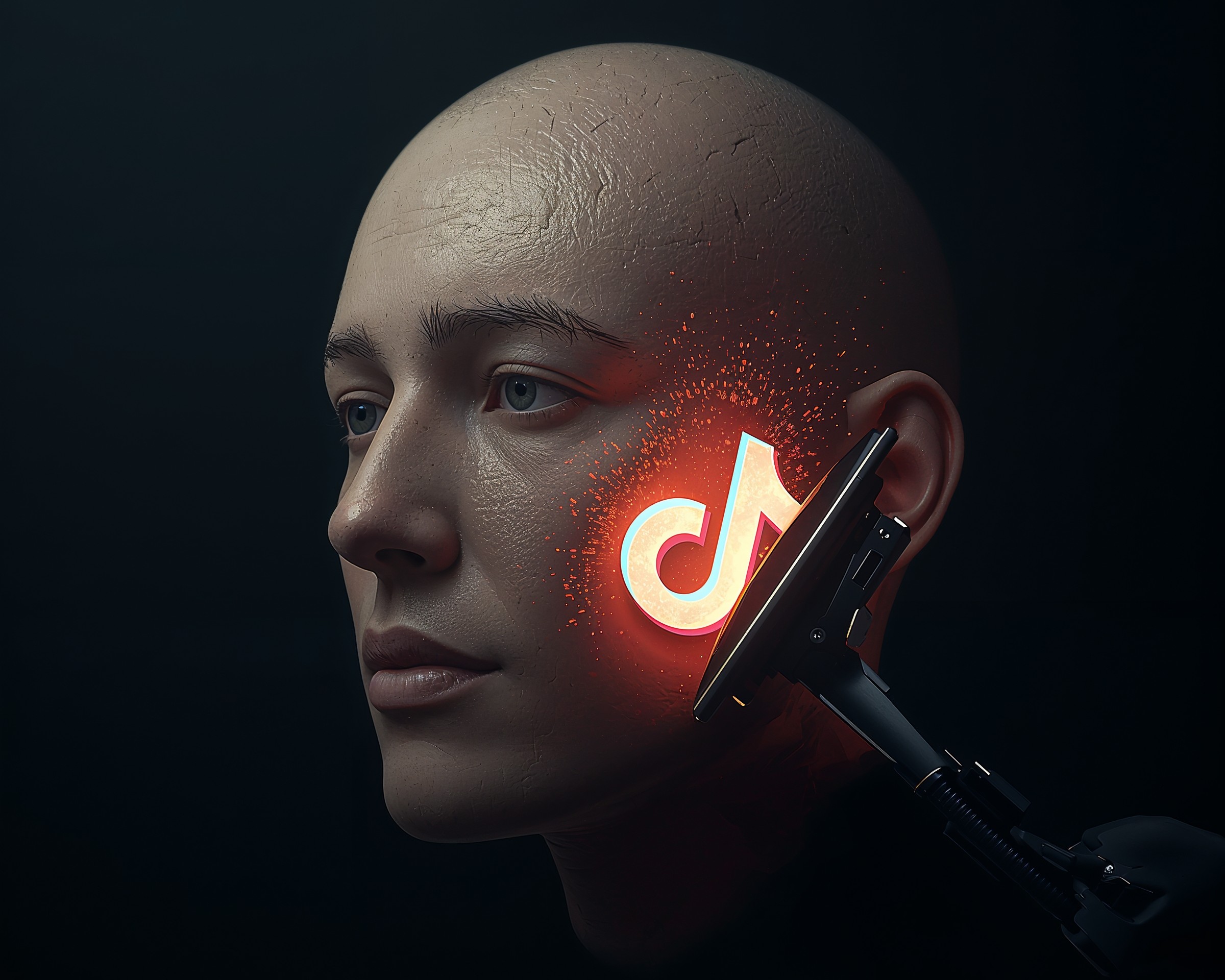 Illustration of a TikTok-style feed with a visible AI content slider and a subtle “AI-generated” label on one of the videos.