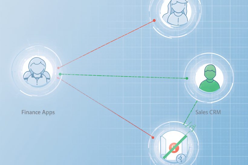 An illustration of Zero Trust for remote teams using micro-segmentation lite, where users are granted access only to the specific application groups they need, blocking access to all others